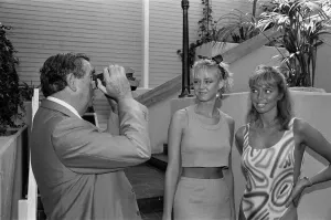 Politician and keen photographer Denis Healey tries out the new Polaroid camera Politician and keen photographer Denis Healey tries out the new Polaroid camera