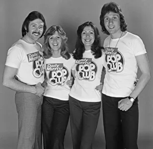 Pop group Brotherhood of Man model Daily Mirror Pop Club T-Shirts. 23rd April 1976 Pop group Brotherhood of Man model Daily Mirror Pop Club T-Shirts. 23rd April 1976