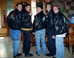 Pop group Take That enjoying a drink in a bar before a signing Pop group Take That enjoying a drink in a bar before a signing