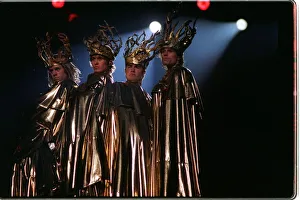 Take That the pop group perform their live concert in costume Take That the pop group perform their live concert in costume