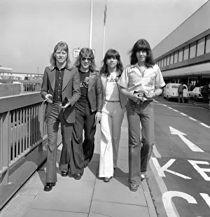Pop group The Sweet at London Airport. June 1975 Pop group The Sweet at London Airport. June 1975
