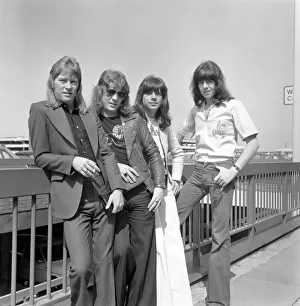 Pop group The Sweet at London Airport. June 1975 Pop group The Sweet at London Airport. June 1975