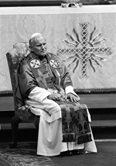 Pope John Paul II during his visit to Britain in 1982 conducts a joint service withe Pope John Paul II during his visit to Britain in 1982 conducts a joint service withe