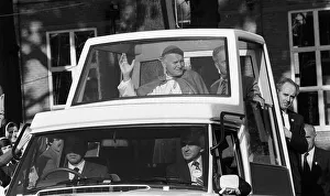 Pope John Paul II during his visit to Britain in 1982 rides along in his Popemobile Pope John Paul II during his visit to Britain in 1982 rides along in his Popemobile