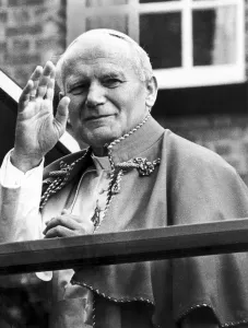 Pope John Paul II on his way to Mass at Heaton Park, Manchester, Monday 31st May 1982 Pope John Paul II on his way to Mass at Heaton Park, Manchester, Monday 31st May 1982