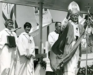 Pope John Paull II visited Coventry. The Holy Father at Baginton airport giving Pope John Paull II visited Coventry. The Holy Father at Baginton airport giving