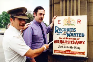 The pre 1914-18 War army recruitment sign recovered from a dene is to go on show at a The pre 1914-18 War army recruitment sign recovered from a dene is to go on show at a