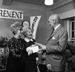 Presentation to retiring employees at Marks & Spencer, Stockton. 1973 Presentation to retiring employees at Marks & Spencer, Stockton. 1973