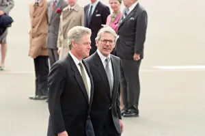 US President Bill Clinton is met at RAF Mildenhall, Suffolk US President Bill Clinton is met at RAF Mildenhall, Suffolk