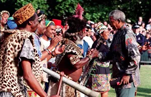 President Nelson Mandela seen here being greeted in St James Park on the second of his President Nelson Mandela seen here being greeted in St James Park on the second of his