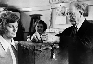 President of the Republic of Ireland Eamon De Valera putting his voting paper into ballot President of the Republic of Ireland Eamon De Valera putting his voting paper into ballot