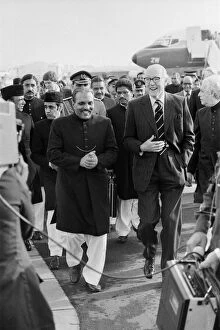 Images Dated 15th January 2018: President Zia of Pakistan with Foreign Secretary Lord CArrington upon his arrival at