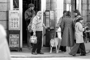 Prime Minister Harold Wilson seen here leaving the local general store on the Scilly Prime Minister Harold Wilson seen here leaving the local general store on the Scilly
