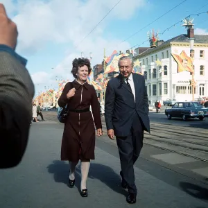 Prime Minister Harold Wilson with his wife Mary take a brak from the Party Conference for Prime Minister Harold Wilson with his wife Mary take a brak from the Party Conference for