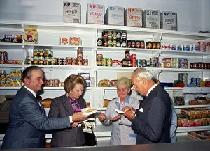 Prime Minister Margaret Thatcher, accompanied by her husband Dennis Prime Minister Margaret Thatcher, accompanied by her husband Dennis