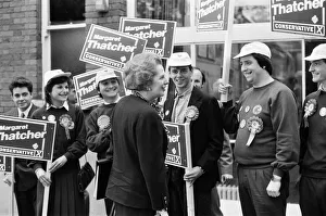 Prime Minister Margaret Thatcher campaigning ahead of the General Election. 21st May 1987 Prime Minister Margaret Thatcher campaigning ahead of the General Election. 21st May 1987