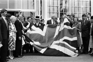 Prime Minister Margaret Thatcher and Conservative Chairman Norman Tebbit return to Prime Minister Margaret Thatcher and Conservative Chairman Norman Tebbit return to