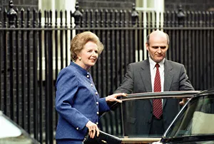 Prime Minister Margaret Thatcher at Downing Street on Budget Day. 20th March 1990 Prime Minister Margaret Thatcher at Downing Street on Budget Day. 20th March 1990