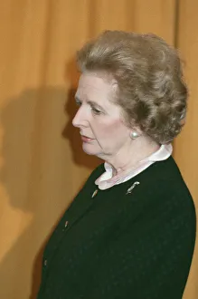 Prime Minister Margaret Thatcher after hearing about the resignation of Nigel Lawson Prime Minister Margaret Thatcher after hearing about the resignation of Nigel Lawson