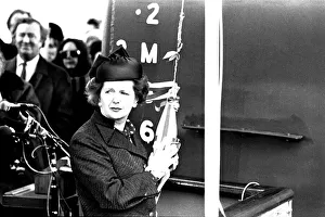 Prime Minister Margaret Thatcher at the launch of the SD14 cargo ship United Effort at Prime Minister Margaret Thatcher at the launch of the SD14 cargo ship United Effort at