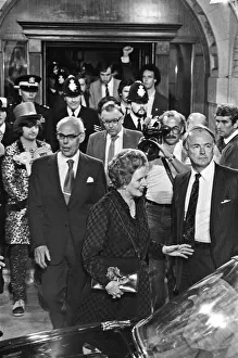 Prime Minister Margaret Thatcher leaving Hendon Town Hall after the general election Prime Minister Margaret Thatcher leaving Hendon Town Hall after the general election