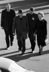 Prime Minister Margaret Thatcher meets Soviet leader President Mikhail Gorbachev at RAF Prime Minister Margaret Thatcher meets Soviet leader President Mikhail Gorbachev at RAF