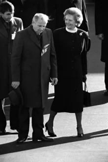 Prime Minister Margaret Thatcher meets Soviet leader President Mikhail Gorbachev at RAF Prime Minister Margaret Thatcher meets Soviet leader President Mikhail Gorbachev at RAF