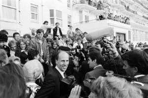 Prime Minister Margaret Thatcher (not pictured) and Conservative Chairman Norman Tebbit Prime Minister Margaret Thatcher (not pictured) and Conservative Chairman Norman Tebbit