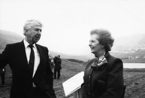 Prime Minister Margaret Thatcher with Peter Walker Welsh Secretary seen here in Prime Minister Margaret Thatcher with Peter Walker Welsh Secretary seen here in