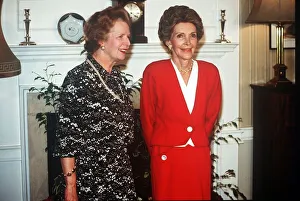 Prime Minister Margaret Thatcher recieves Nancy Reagan, wife of the American president Prime Minister Margaret Thatcher recieves Nancy Reagan, wife of the American president