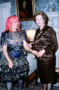Prime Minister Margaret Thatcher with Zandra Rhodes at a presentation of Fashion Awards Prime Minister Margaret Thatcher with Zandra Rhodes at a presentation of Fashion Awards