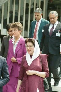 Prime Minister of Pakistan Benazir Bhutto during her visit to London. 6th July 1989 Prime Minister of Pakistan Benazir Bhutto during her visit to London. 6th July 1989