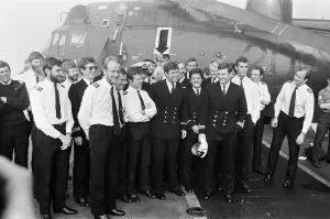 Prince Andrew arrives at Portsmouth on the carrier HMS Invincible Prince Andrew arrives at Portsmouth on the carrier HMS Invincible