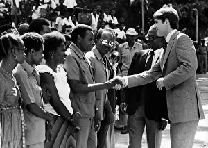 Prince Andrew at Dar Es Salaam during a visit to East Africa shaking hands with students Prince Andrew at Dar Es Salaam during a visit to East Africa shaking hands with students