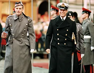 Prince Andrew Duke of York about to inspect the guard of honour at the ceremony which Prince Andrew Duke of York about to inspect the guard of honour at the ceremony which