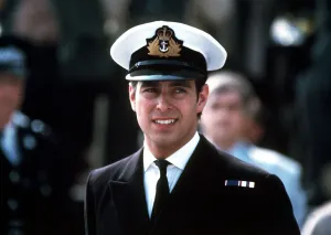 Prince Andrew in naval uniform returns from falklands 1982 at Portsmouth docks Prince Andrew in naval uniform returns from falklands 1982 at Portsmouth docks