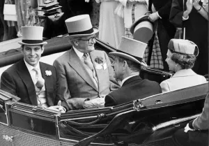Prince Andrew with the Queen and Prince Philip in carriage at Royal Ascot. June 1985 Prince Andrew with the Queen and Prince Philip in carriage at Royal Ascot. June 1985