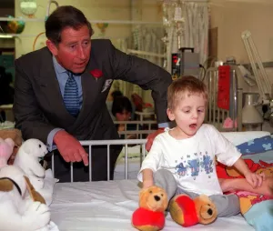 Prince Charles at the Bristol children hospital Feb 1998 with 3 year old patient Prince Charles at the Bristol children hospital Feb 1998 with 3 year old patient