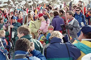 Prince Charles at the foot of a Swiss ski lift above Klosters with sons William, 11 Prince Charles at the foot of a Swiss ski lift above Klosters with sons William, 11