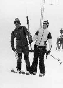 Prince Charles with friend Lady Sarah Spencer skiing in 1978 Prince Charles with friend Lady Sarah Spencer skiing in 1978