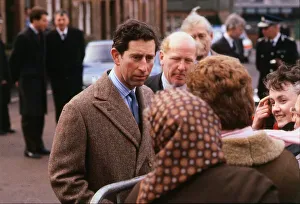 Prince Charles Prince of Wales March 1990 on walkabout talking to the crowd C/T Prince Charles Prince of Wales March 1990 on walkabout talking to the crowd C/T