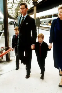 Prince Charles Prince William and Prince Harry arriving in Scotland January 1989 Prince Charles Prince William and Prince Harry arriving in Scotland January 1989