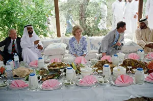 Prince Charles and Princess Diana attend a picnic in the desert at Al Ain Prince Charles and Princess Diana attend a picnic in the desert at Al Ain