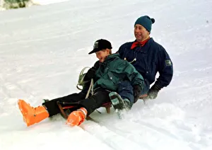 Prince Charles on a sledge with Prince Harry while on holiday in Klosters Switzerland Prince Charles on a sledge with Prince Harry while on holiday in Klosters Switzerland
