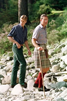 Prince Charles with sons at Balmoral August 1997 Prince William posed on the banks Prince Charles with sons at Balmoral August 1997 Prince William posed on the banks