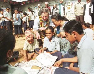 Prince Charles speaks to locals in Hymalayas during visit to Nepal February 1998 Prince Charles speaks to locals in Hymalayas during visit to Nepal February 1998