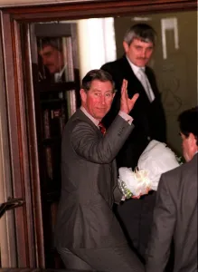 Prince Charles visits the Queen Mother January 1998 Prince Charles wave outside Prince Charles visits the Queen Mother January 1998 Prince Charles wave outside