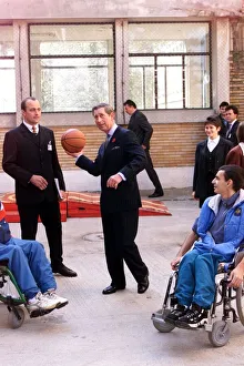 Prince Charles visits Romania 1998 Playing basketball at Wheelchair Centre in Prince Charles visits Romania 1998 Playing basketball at Wheelchair Centre in