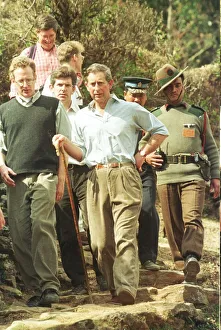 Prince Charles walking in foothills of Himalayas during visit to Nepal February Prince Charles walking in foothills of Himalayas during visit to Nepal February