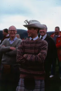 Prince Edward at Ballater wearing stetson hat August 1986 kilt tartan Prince Edward at Ballater wearing stetson hat August 1986 kilt tartan
